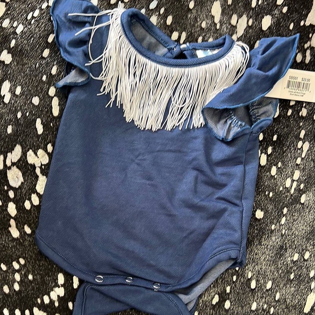 Denim fringe top