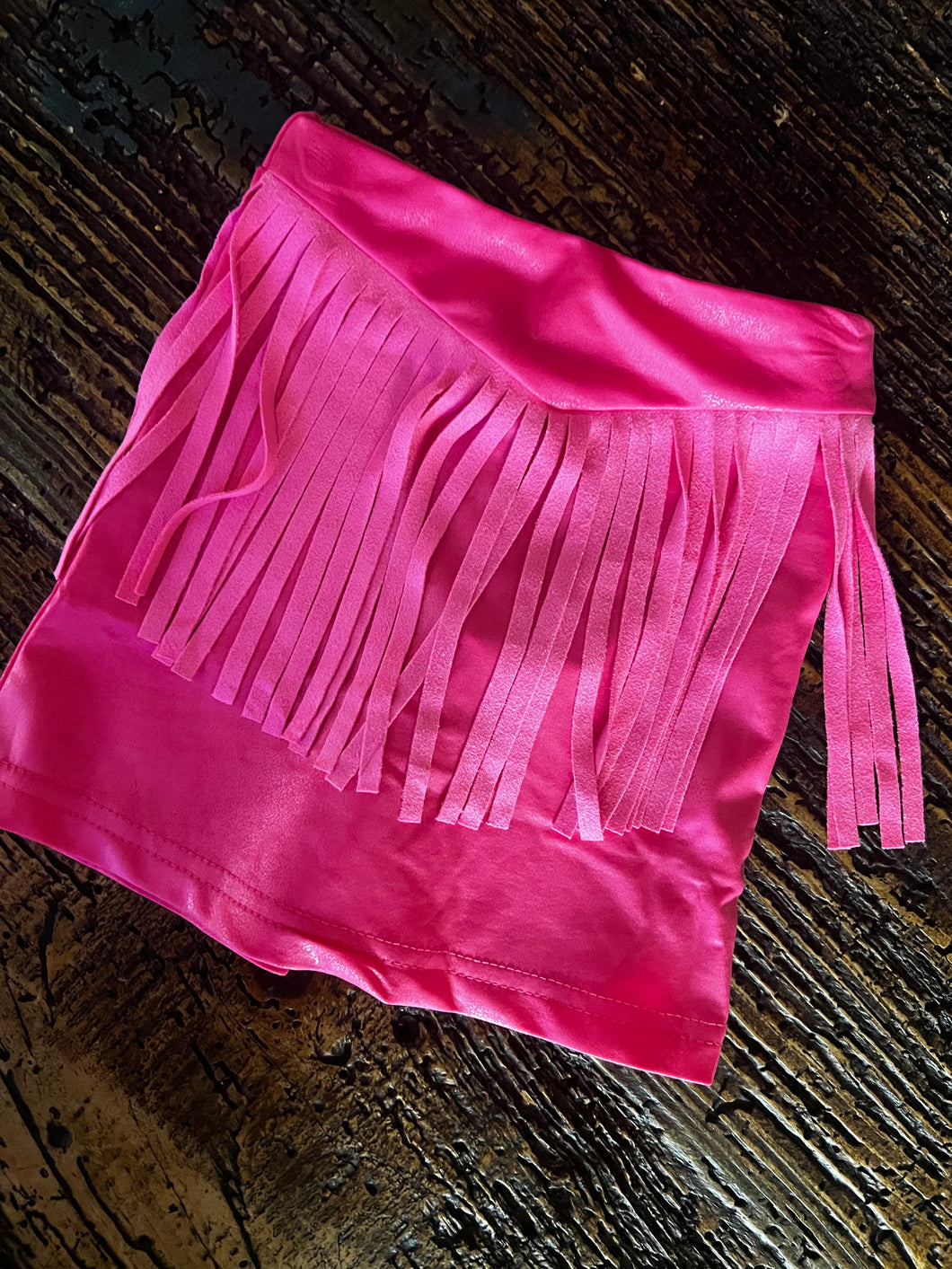 Pink fringe skort