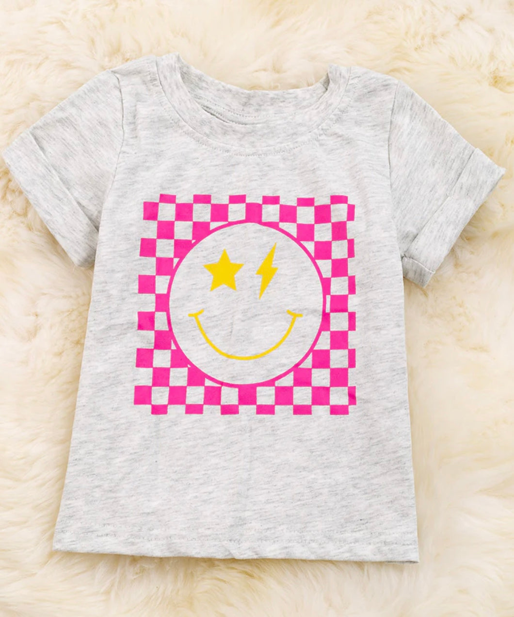 Checkered smiley tee