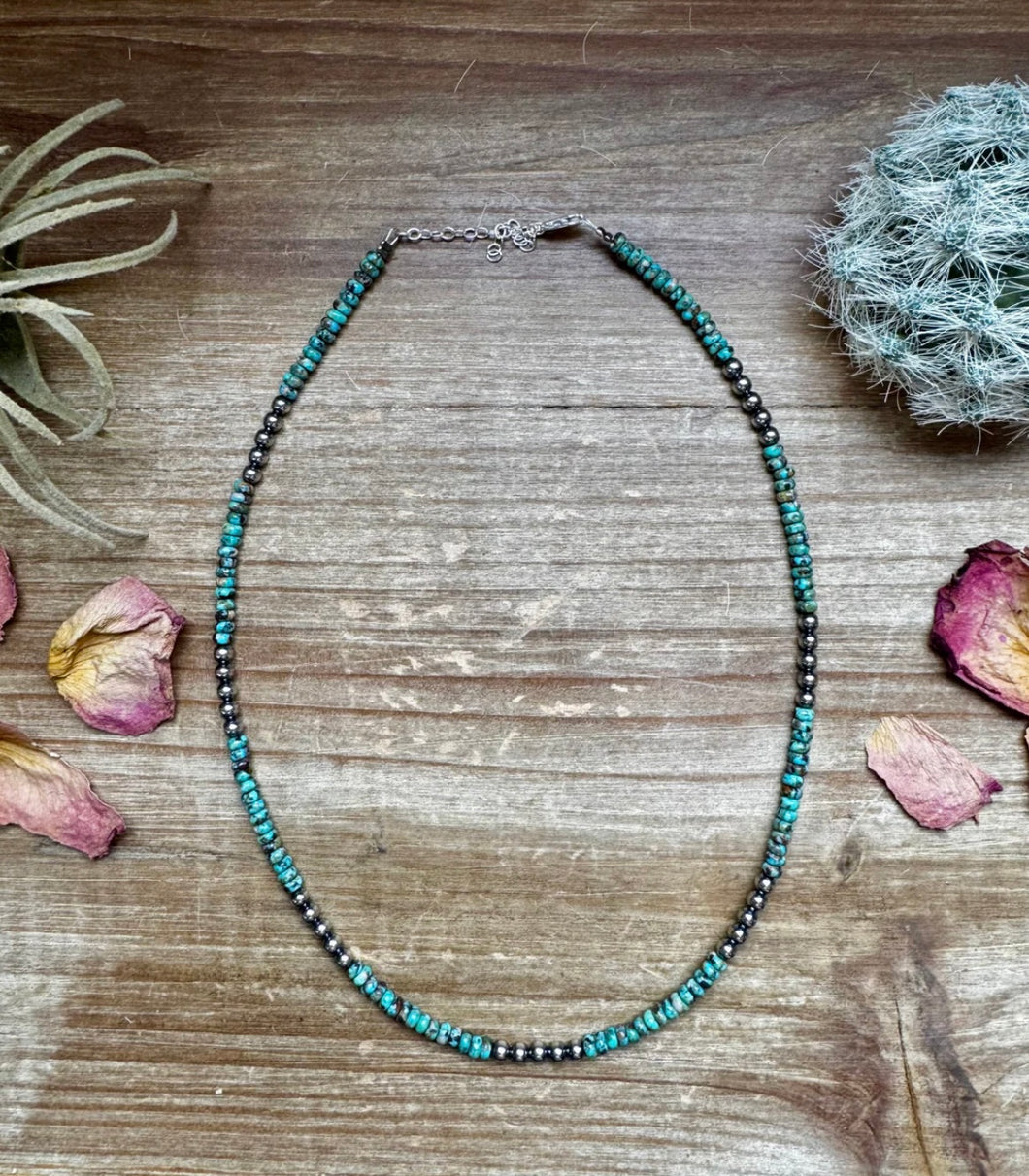 Sterling pearls & turq…17”